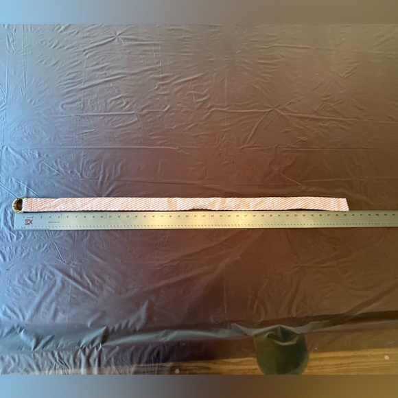 Ralph Lauren Pink/White Seersucker Striped 1.5” Belt w/ Gold D Ring Size Small - Picture 4 of 4